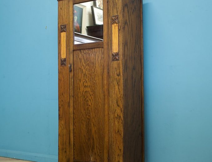 Antique Oak Edwardian Arts and Crafts Wardrobe Hall Cupboard, 1900s #1795 6