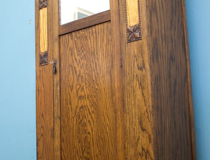 Antique Oak Edwardian Arts and Crafts Wardrobe Hall Cupboard, 1900s #1795 5