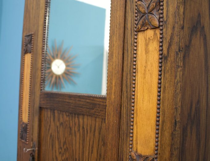 Antique Oak Edwardian Arts and Crafts Wardrobe Hall Cupboard, 1900s #1795 4
