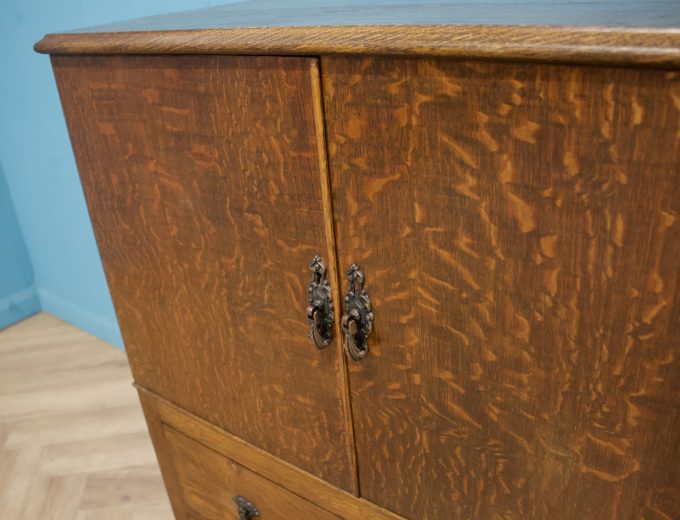 Art Deco Oak Tallboy Linen Cabinet Chest, 1930s #1803 5