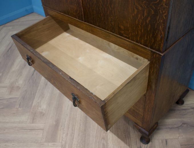 Art Deco Oak Tallboy Linen Cabinet Chest, 1930s #1803 2