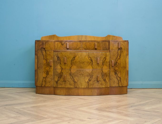 Art Deco Burr Walnut Dressing Table or Sideboard, 1930s #1806 10
