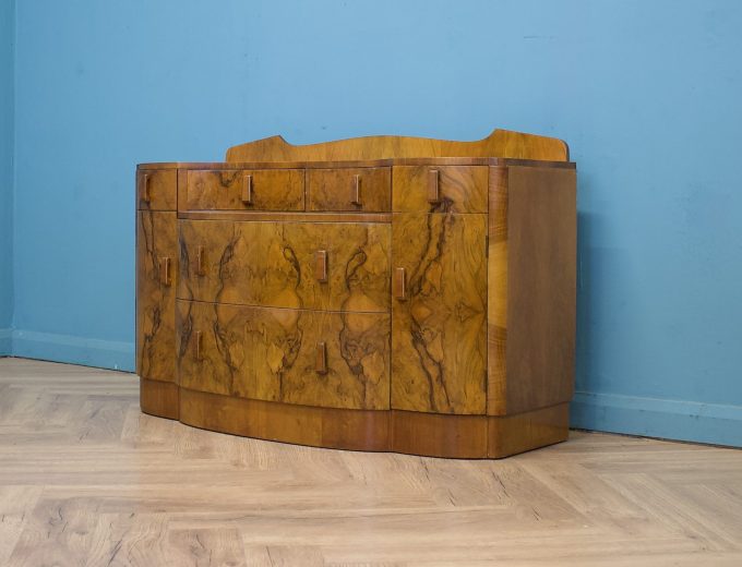 Art Deco Burr Walnut Dressing Table or Sideboard, 1930s #1806 8