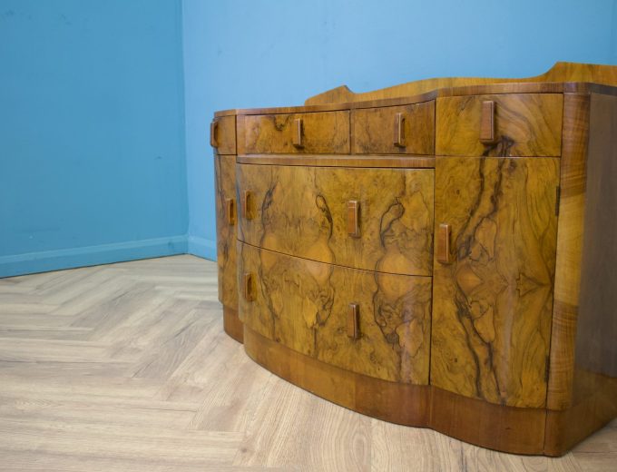 Art Deco Burr Walnut Dressing Table or Sideboard, 1930s #1806 7