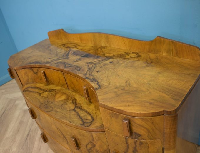 Art Deco Burr Walnut Dressing Table or Sideboard, 1930s #1806 6