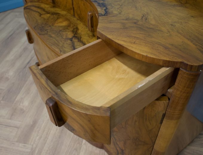 Art Deco Burr Walnut Dressing Table or Sideboard, 1930s #1806 5