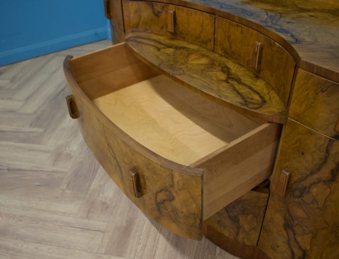 Art Deco Burr Walnut Dressing Table or Sideboard, 1930s #1806 3