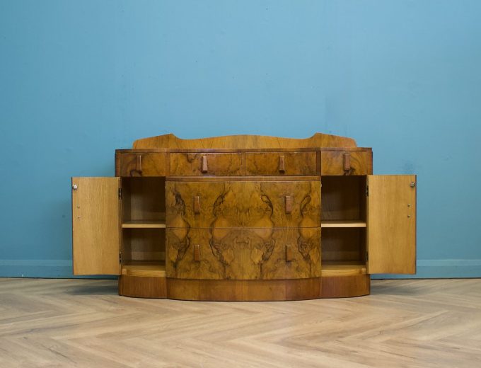 Art Deco Burr Walnut Dressing Table or Sideboard, 1930s #1806 1