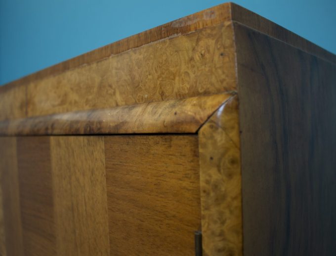 Art Deco Walnut Tallboy Linen Cabinet Chest, 1930s #1821 3