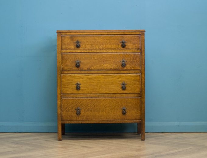 Antique Vintage Edwardian Oak Arts and Crafts Chest Of Drawers, 1900s #1818 6