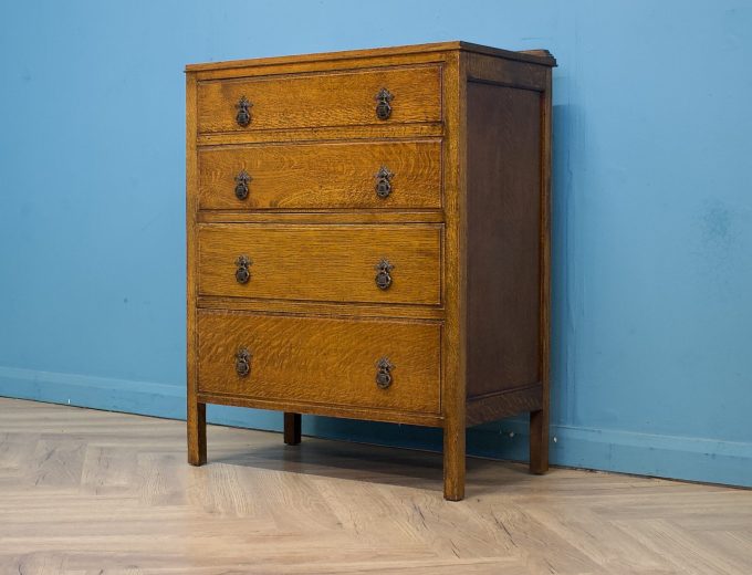 Antique Vintage Edwardian Oak Arts and Crafts Chest Of Drawers, 1900s #1818 5