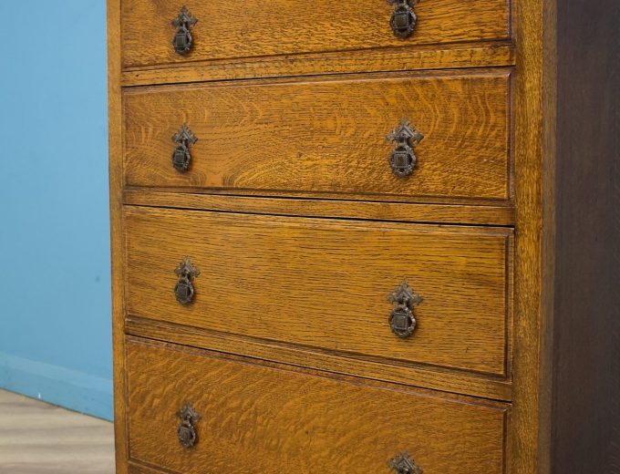 Antique Vintage Edwardian Oak Arts and Crafts Chest Of Drawers, 1900s #1818 4