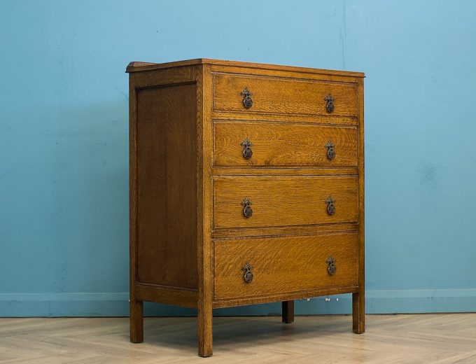 Antique Vintage Edwardian Oak Arts and Crafts Chest Of Drawers, 1900s #1818 0
