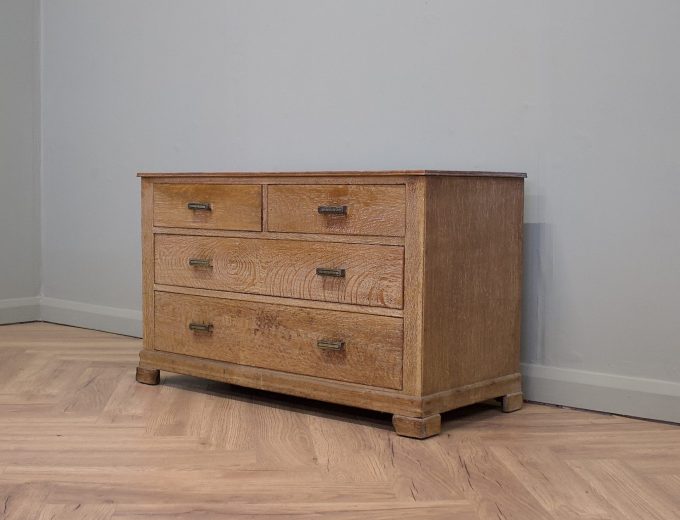Vintage Art Deco Heals Style Limed Oak Chest of Drawers, 1930s, #1825 4