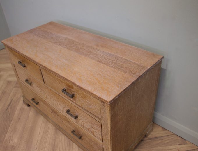 Vintage Art Deco Heals Style Limed Oak Chest of Drawers, 1930s, #1825 3