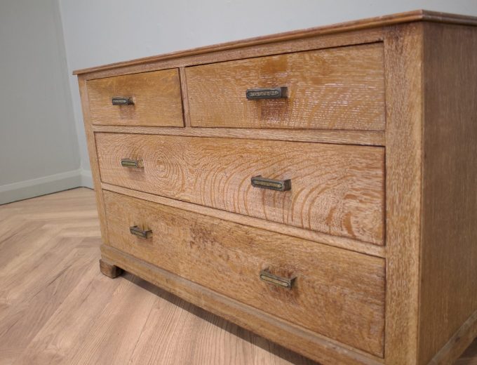 Vintage Art Deco Heals Style Limed Oak Chest of Drawers, 1930s, #1825 2