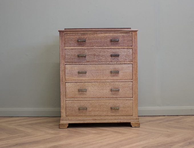 Vintage Art Deco Heals Style Limed Oak Chest of Drawers, 1930s, #1826 6