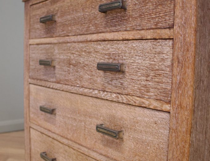 Vintage Art Deco Heals Style Limed Oak Chest of Drawers, 1930s, #1826 4