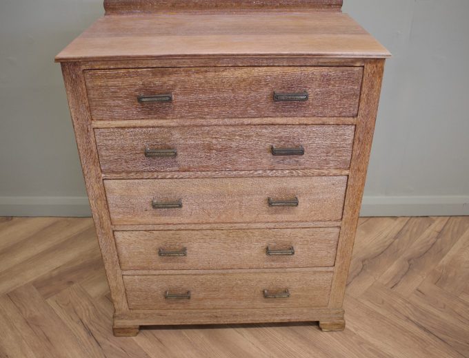 Vintage Art Deco Heals Style Limed Oak Chest of Drawers, 1930s, #1826 3