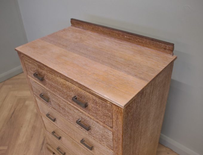 Vintage Art Deco Heals Style Limed Oak Chest of Drawers, 1930s, #1826 2