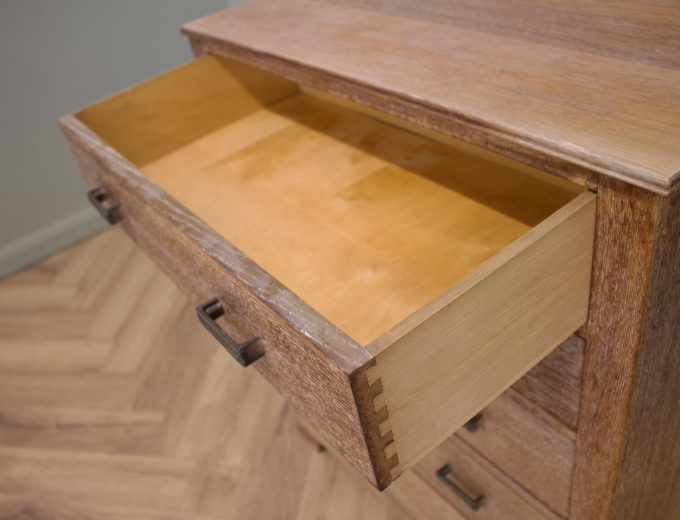 Vintage Art Deco Heals Style Limed Oak Chest of Drawers, 1930s, #1826 1