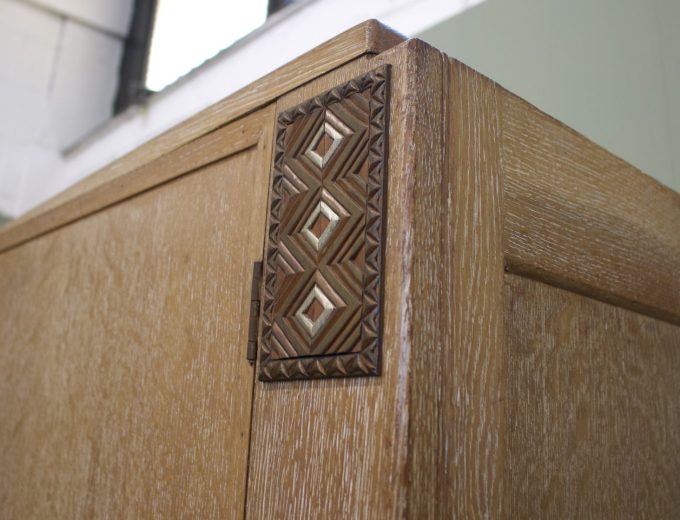 Vintage Art Deco Heals Style Limed Oak Wardrobe, 1930s, #1827 4