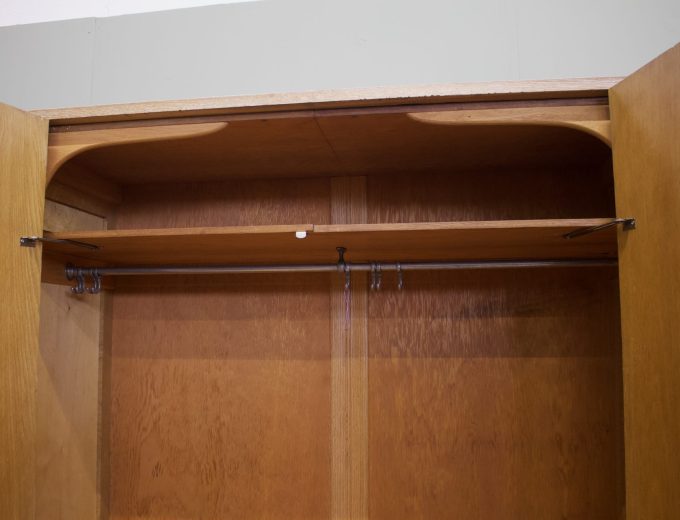 Vintage Art Deco Heals Style Limed Oak Wardrobe, 1930s, #1827 1