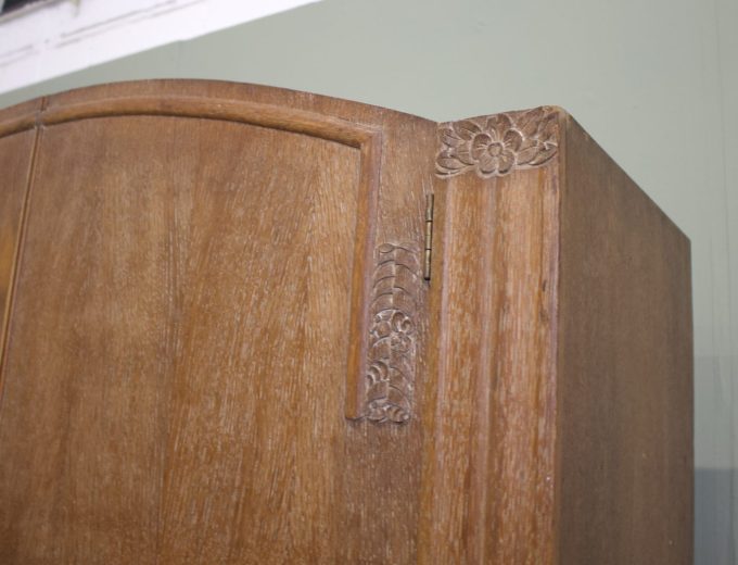 Vintage Art Deco Limed Oak Wardrobe, 1930s, #1828 4