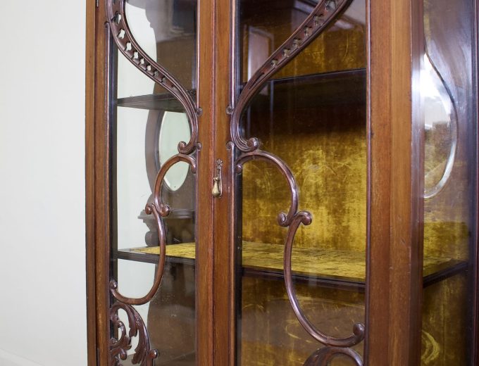 Antique Late Victorian Mahogany Glazed Display Cabinet, 1890s #1834 4