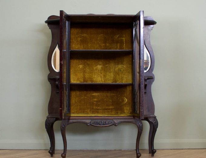 Antique Late Victorian Mahogany Glazed Display Cabinet, 1890s #1834 1