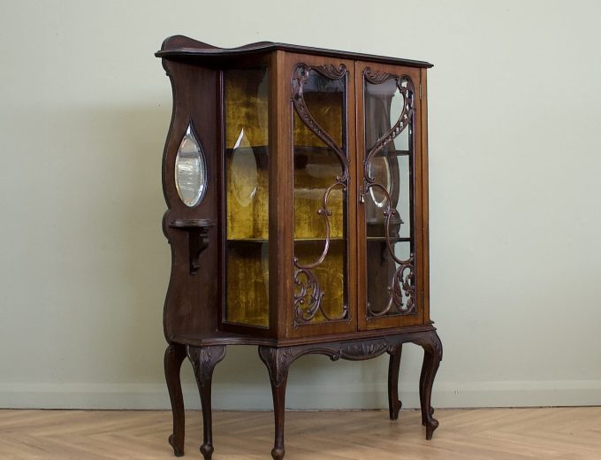 Antique Late Victorian Mahogany Glazed Display Cabinet, 1890s #1834 0