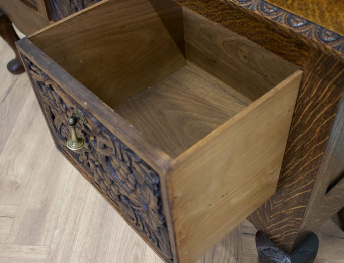 Vintage Oak Jacobean Style Carved Cabinet Dresser, 1980s #1831 6