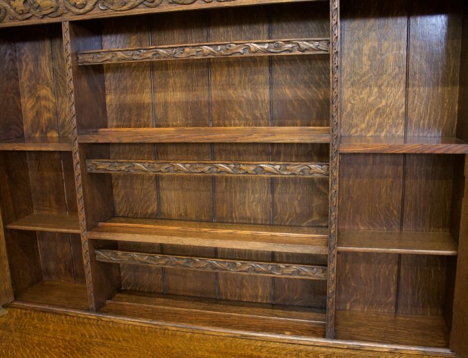 Vintage Oak Jacobean Style Carved Cabinet Dresser, 1980s #1831 2