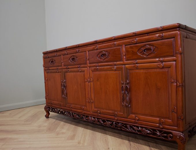 Antique Style Rosewood Chinese Style Sideboard, 1980s #1835 7