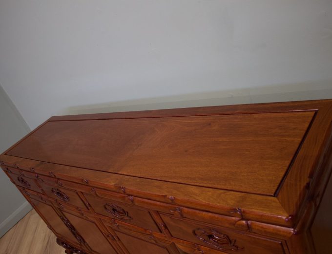 Antique Style Rosewood Chinese Style Sideboard, 1980s #1835 6