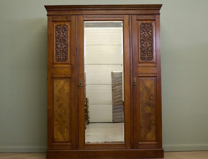Antique Edwardian Mahogany and Walnut Wardrobe, 1900s #1836 10