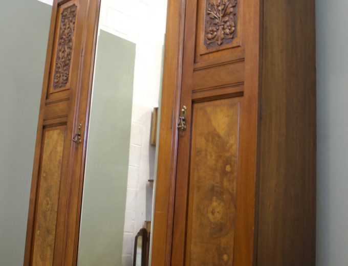 Antique Edwardian Mahogany and Walnut Wardrobe, 1900s #1836 8