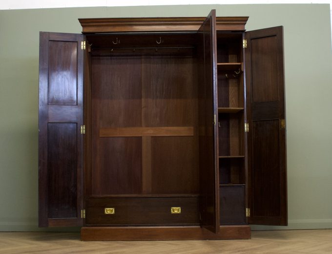 Antique Edwardian Mahogany and Walnut Wardrobe, 1900s #1836 5