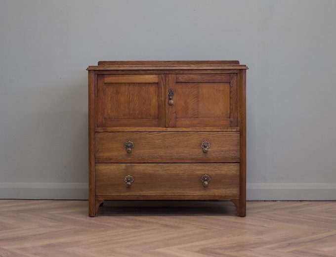 Vintage Art Deco Heals Style Oak Cupboard Chest, 1930s, #1840 7