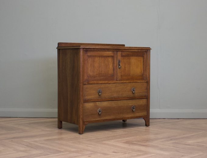 Vintage Art Deco Heals Style Oak Cupboard Chest, 1930s, #1840 0