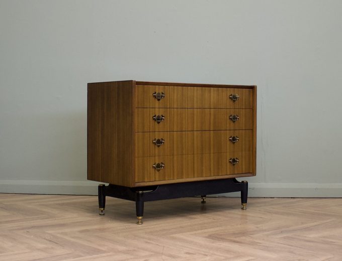 Mid Century Tola and Black Chest of Drawers G Plan, 1960s #1846 0