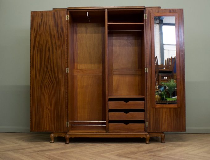 Vintage Art Deco Burr Walnut Wardrobe, 1930s #1842 8