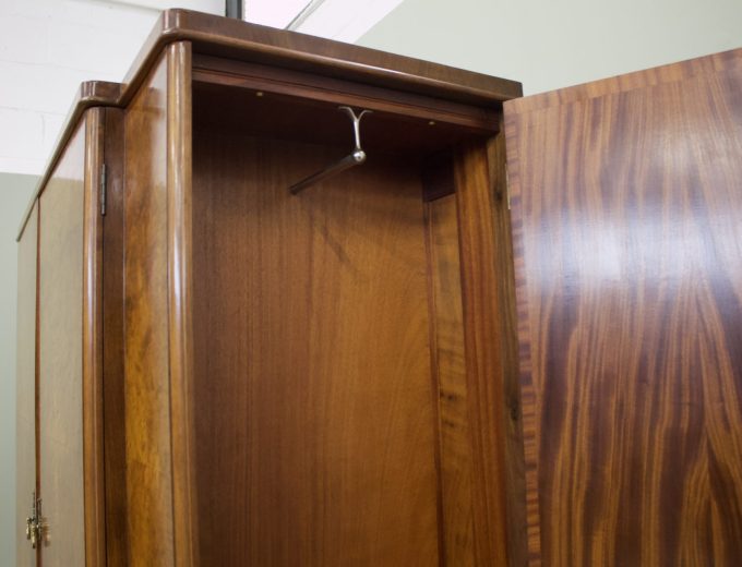 Vintage Art Deco Burr Walnut Wardrobe, 1930s #1842 5