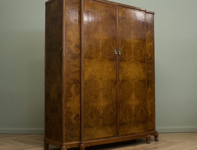 Vintage Art Deco Burr Walnut Wardrobe, 1930s #1842 3