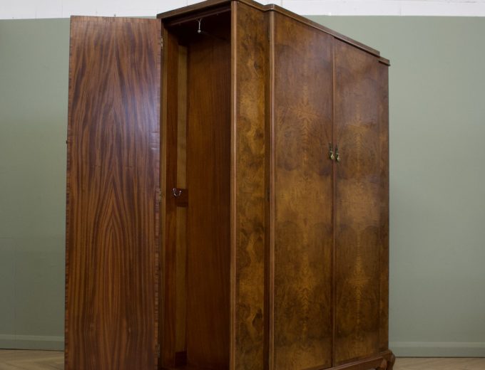 Vintage Art Deco Burr Walnut Wardrobe, 1930s #1842 2
