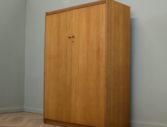 Mid Century Teak Double Door Wardrobe, 1960s #1852 1 of 2 7
