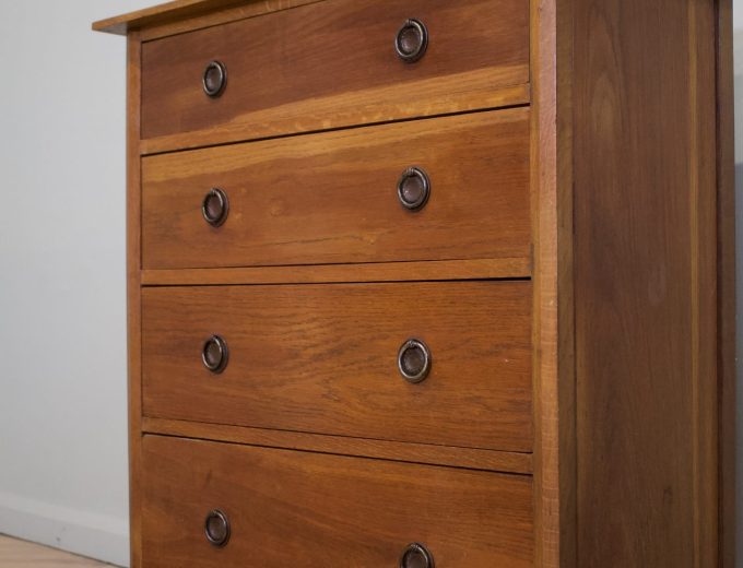 Antique Vintage Edwardian Oak Tallboy Chest of Drawers, 1910s #1851 4