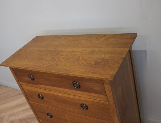 Antique Vintage Edwardian Oak Tallboy Chest of Drawers, 1910s #1851 3