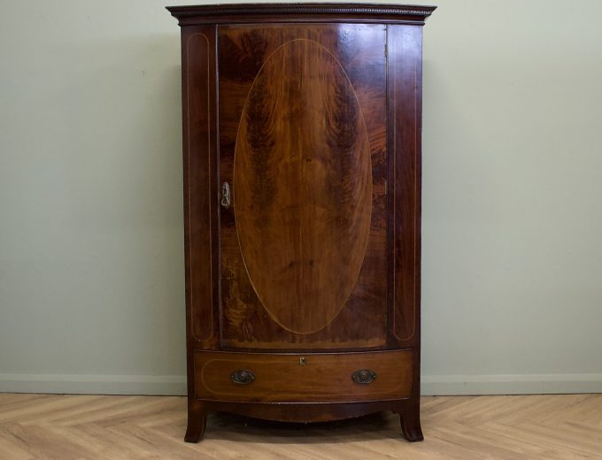 Antique 19th Century Bow Fronted Mahogany Wardrobe, 1890s #1859 8