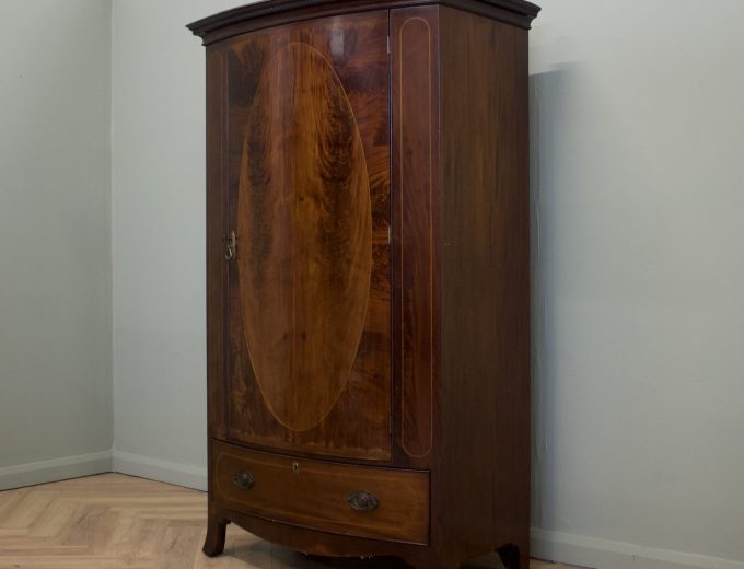 Antique 19th Century Bow Fronted Mahogany Wardrobe, 1890s #1859 7